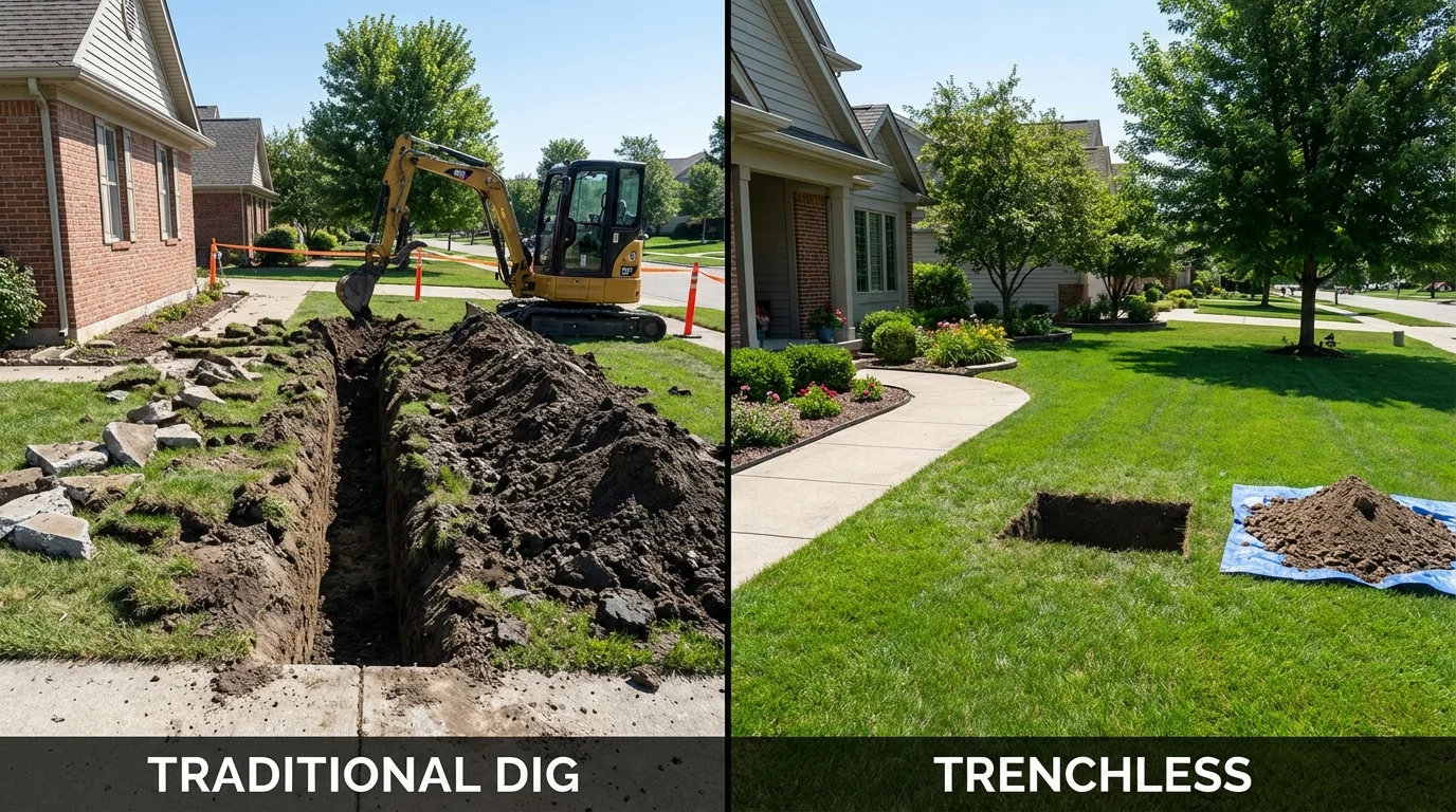 Trenchless sewer repair with minimal yard damage versus traditional excavation in Gainesville, FL